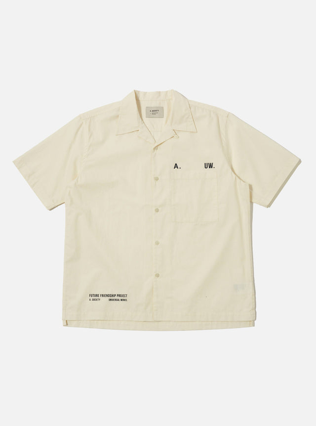 A. SOCIETY x Universal Works Ecru Broadcloth Camp Shirt