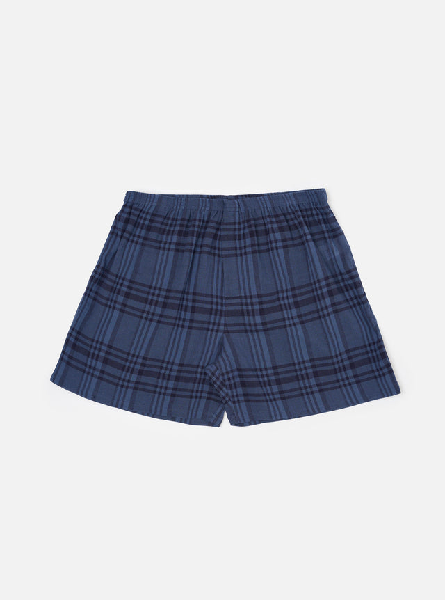 Navy O/D Crepe Check Boxer Short