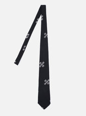 Black Embroidered Diamond Tie