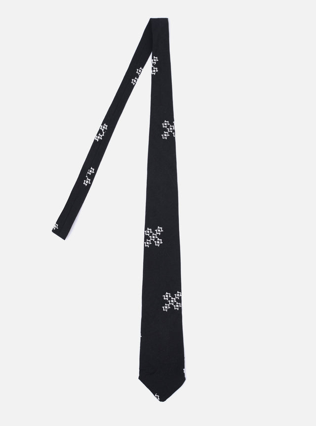 Black Embroidered Diamond Tie