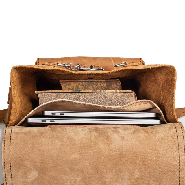 Thin Front Pocket Leather Backpack