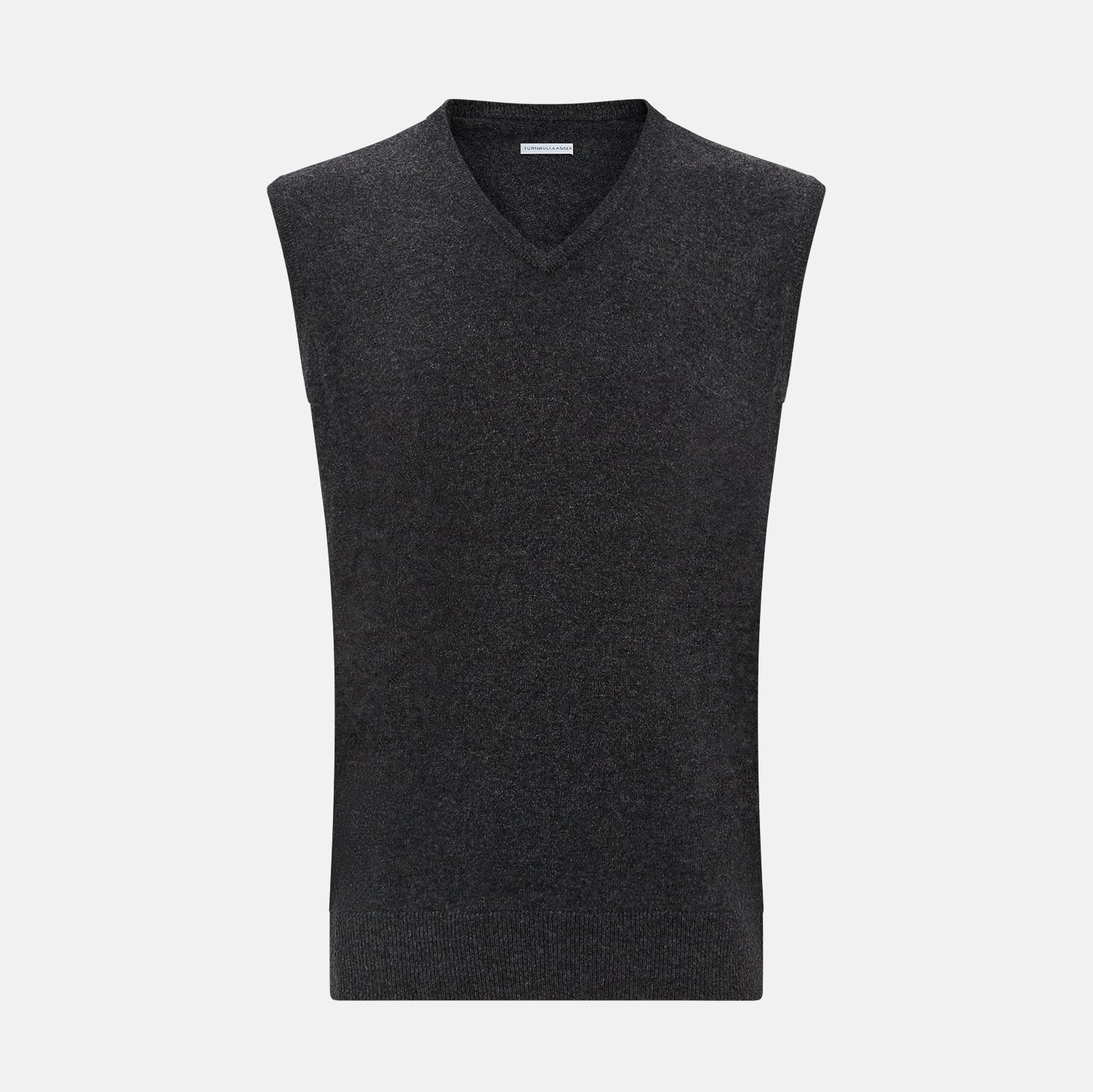 Grey Melange V Neck Sleeveless Cashmere Vest