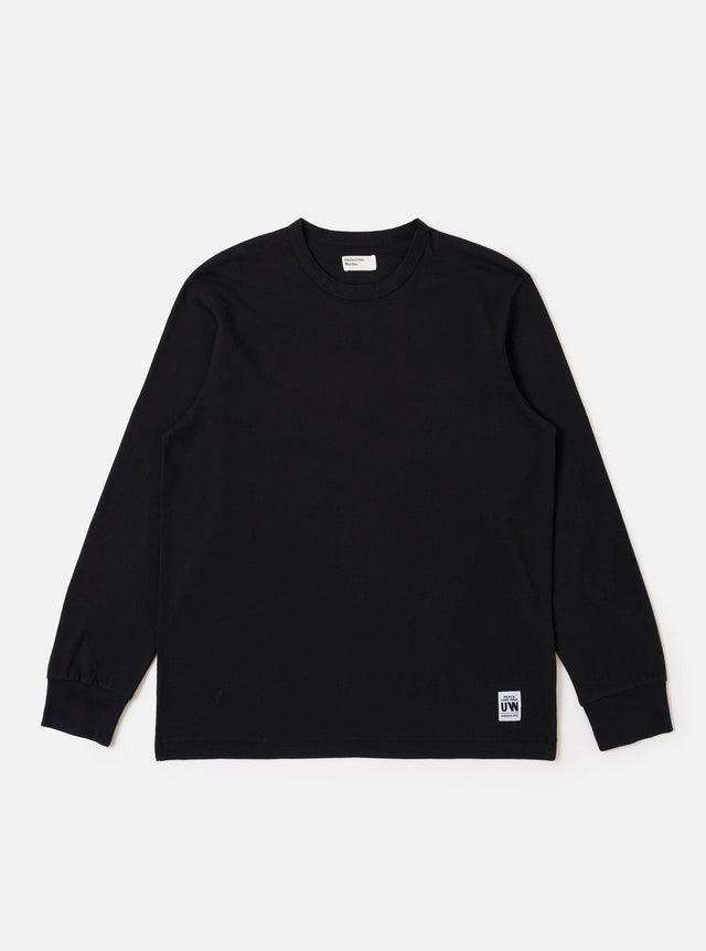 Black Recycled/Bio Jersey Henry L/S Tee