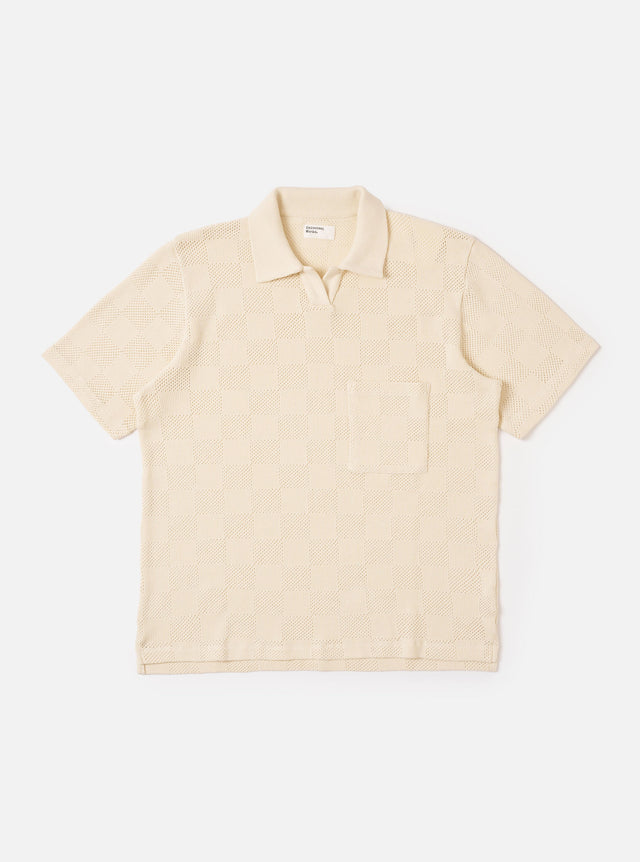 Ecru Fantasy Checkerboard Vacation Polo