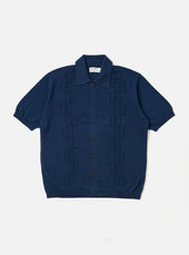 Dark Navy Cotton Lace Knit Jonny Knit Shirt