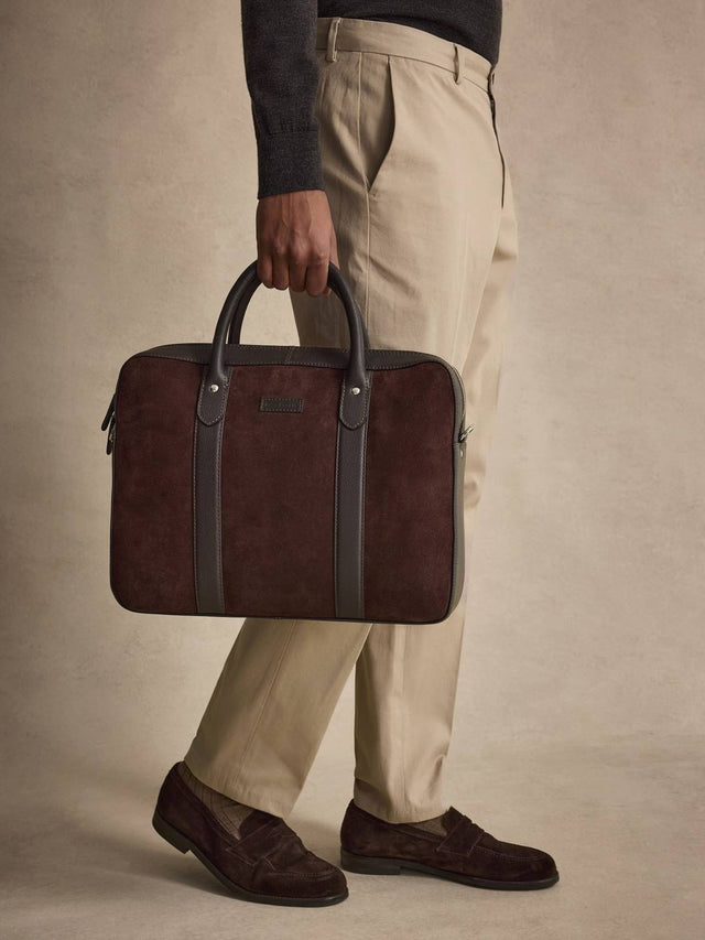 Brown Suede Laptop Bag