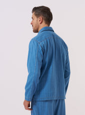 Washed Recycled Herringbone Smock Overshirt