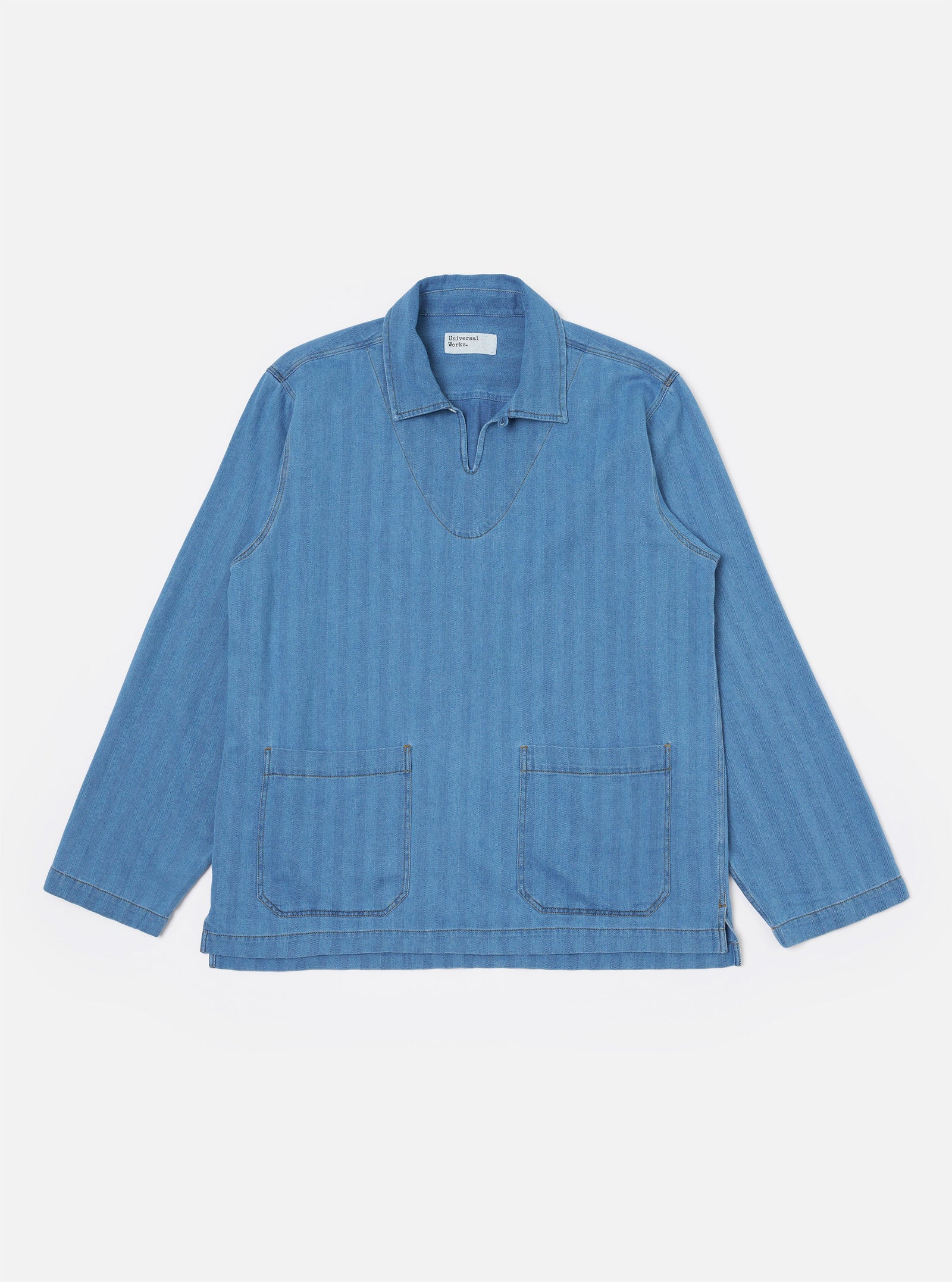 Washed Recycled Herringbone Smock Overshirt