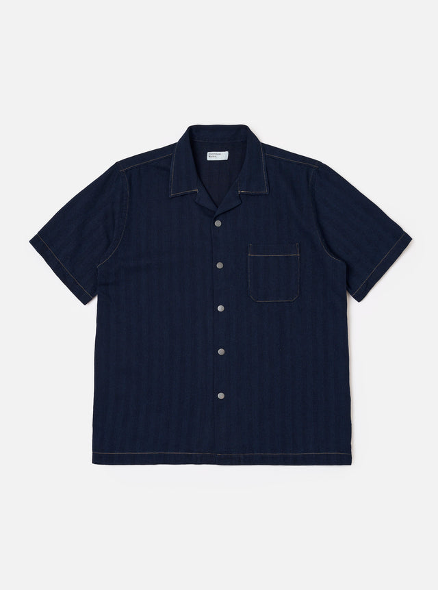 Indigo Recycled Herringbone Road Shirt
