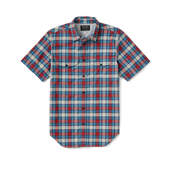 Twin Lakes Short Sleeve Sport Shirt - Blue Cream / Red Black