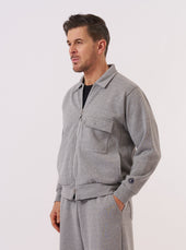 Grey Marl Recycled Cotton Blend Jersey Tyler Jacket