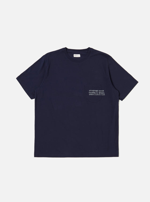 Bright Navy Organic Jersey Print Pocket Tee