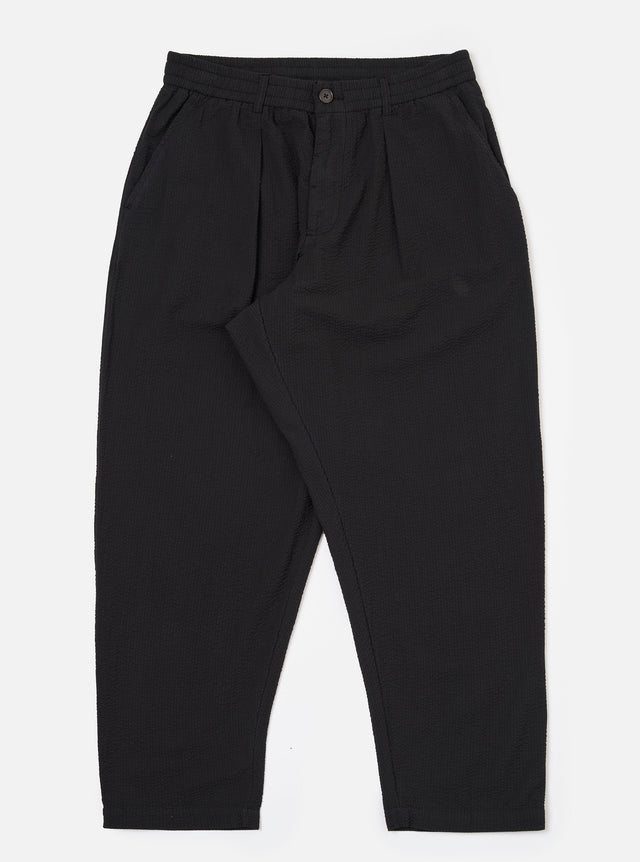 Black Merida Seersucker Pleated Track Pant