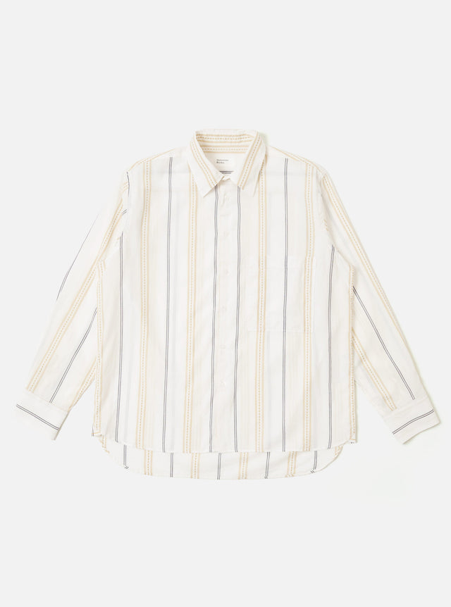 Ecru/Navy/Sand Hendrix Stripe Square Pocket Shirt