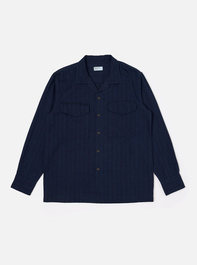 Indigo Recycled Herringbone Attendant Shirt