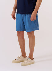 Washed Recycled Herringbone Pleated Track Short