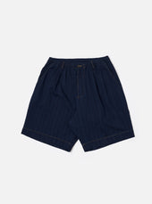 Indigo Recycled Herringbone Pleated Track Short