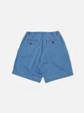 Washed Recycled Herringbone Pleated Track Short