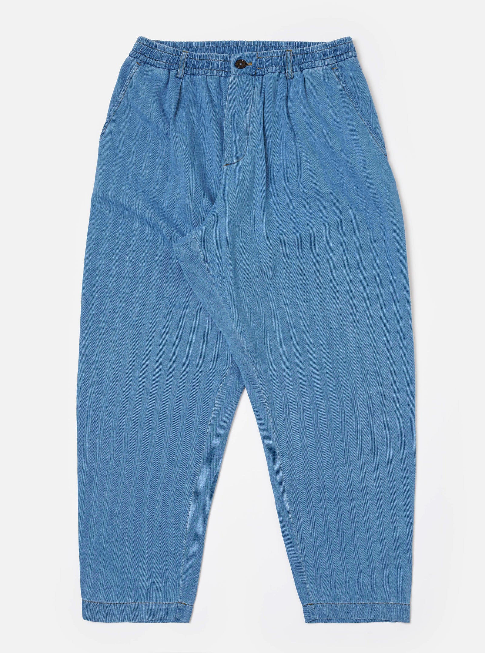 Washed Recycled Herringbone Pleated Track Pant