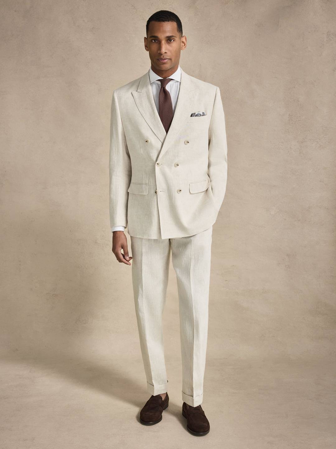 Double Breasted Linen Suit