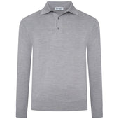 Merino Wool Knitted Polo - Light Grey