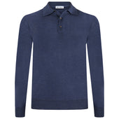 Merino Wool Knitted Polo - Denim