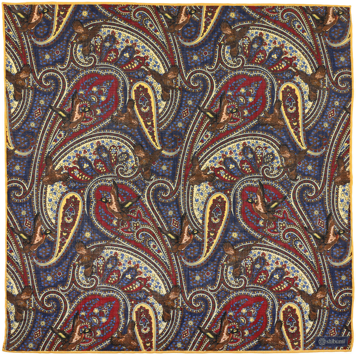 Paisley Motif Wool Silk Pocket Square 40x40cm