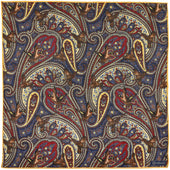 Paisley Motif Wool / Silk Pocket Square - Cream - 40x40cm