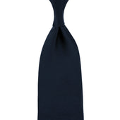 Plain Japanese Jacquard Silk Tie - Midnight - Hand-Rolled