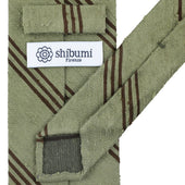 Triple Bar Shantung Silk Tie Brown Hand Rolled