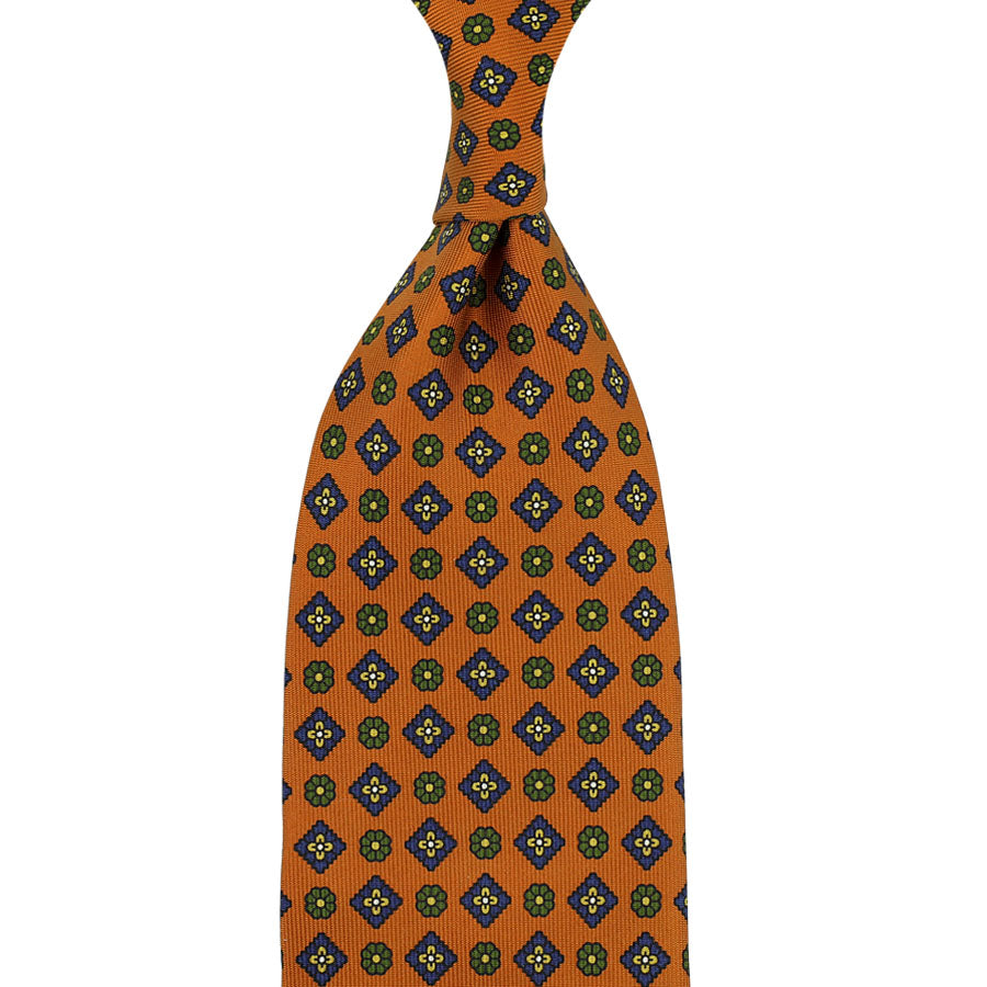 Floral Printed Silk Tie Hand Rolled