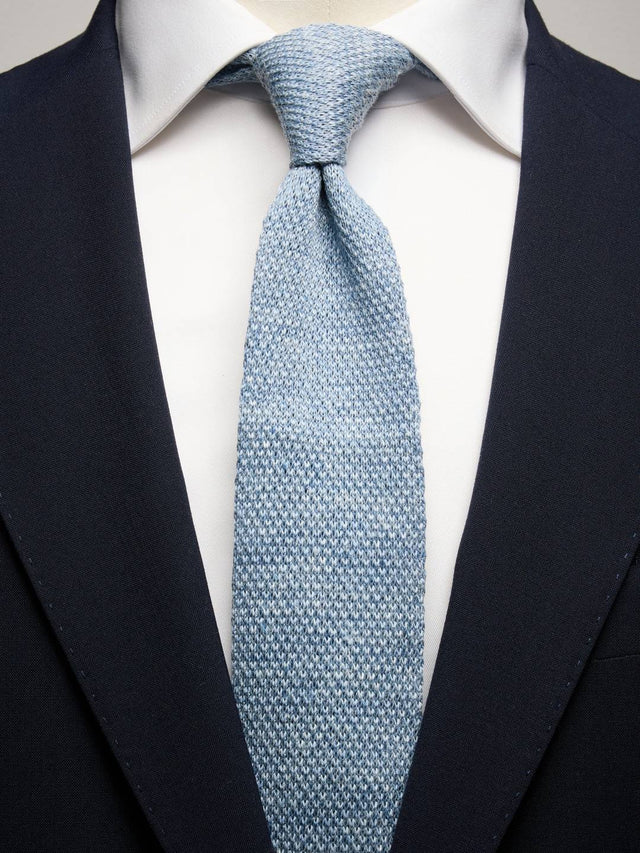 Light Blue Knitted Tie Linen