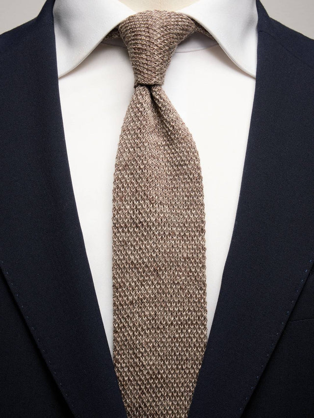 Mid Brown Knitted Tie Linen