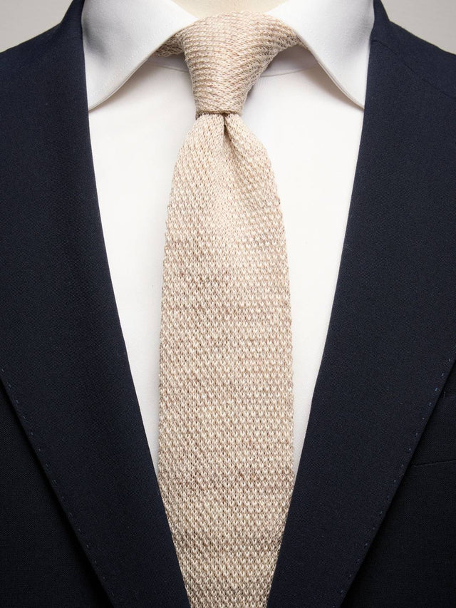 Sand Knitted Tie Linen