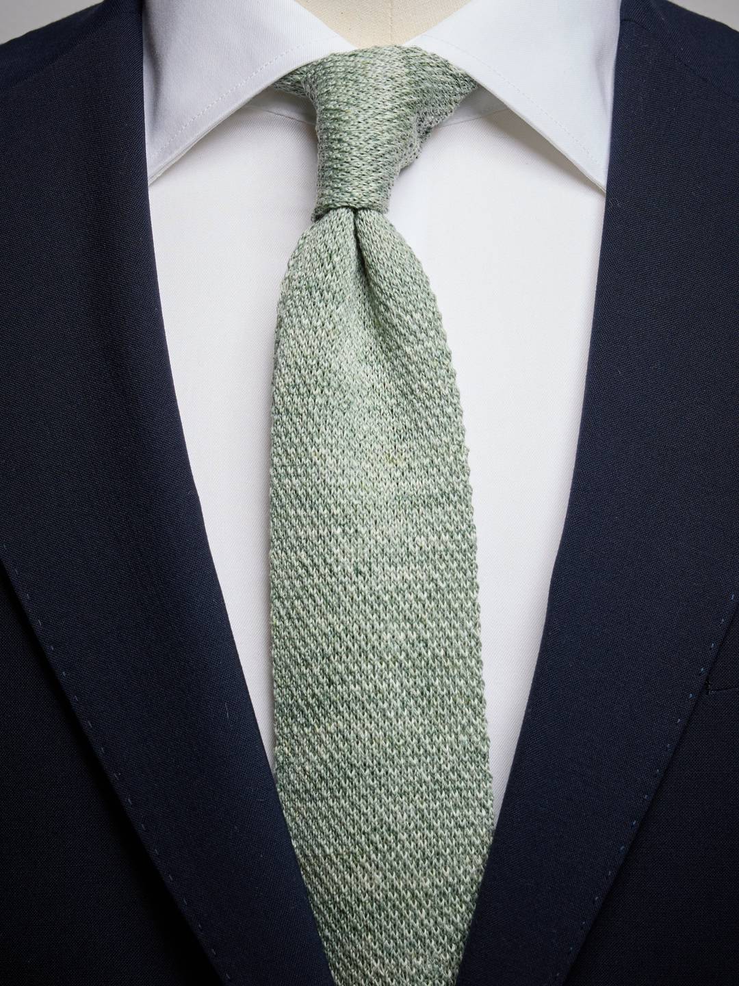 Green Knitted Tie Linen
