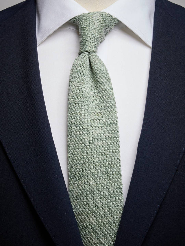 Green Knitted Tie Linen
