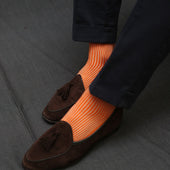 Orange & Beige - Rayures transat - Fil d'Écosse