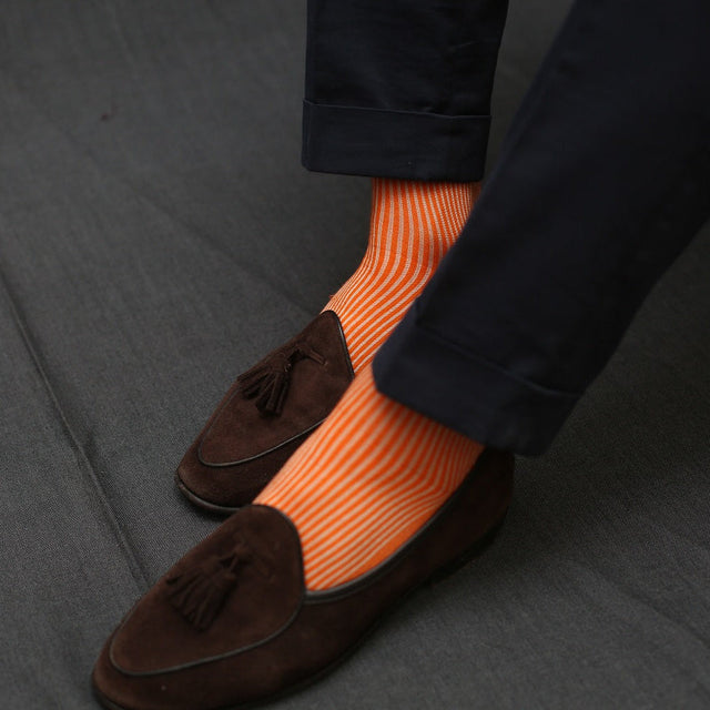 Orange & Beige - Rayures transat - Fil d'Écosse