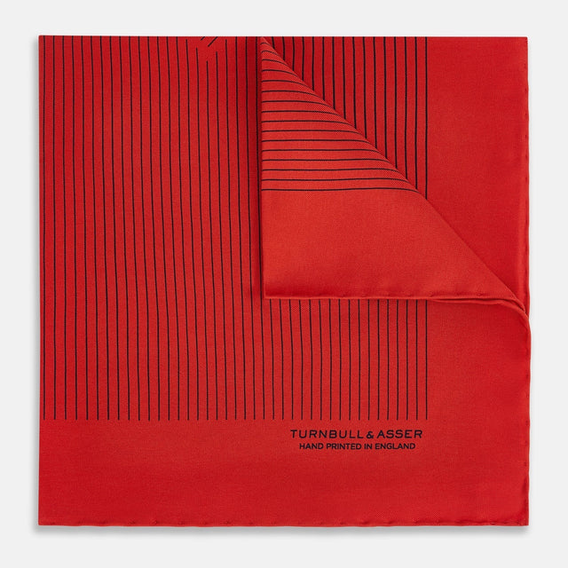 Red Stripe Silk Pocket Square