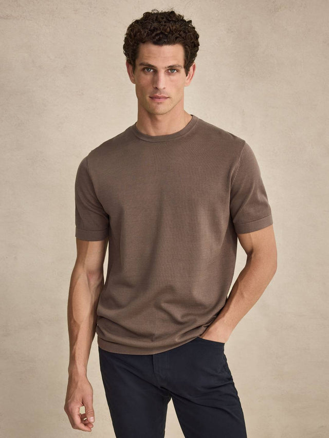 Brown Relaxed Fit Knitted T-Shirt