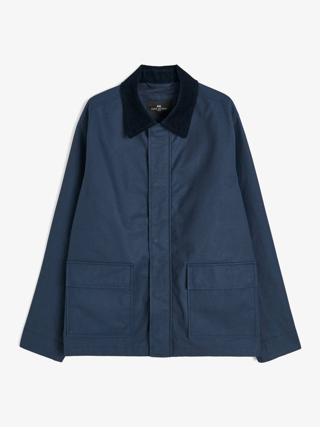 Dark Blue Waxed Long Jacket