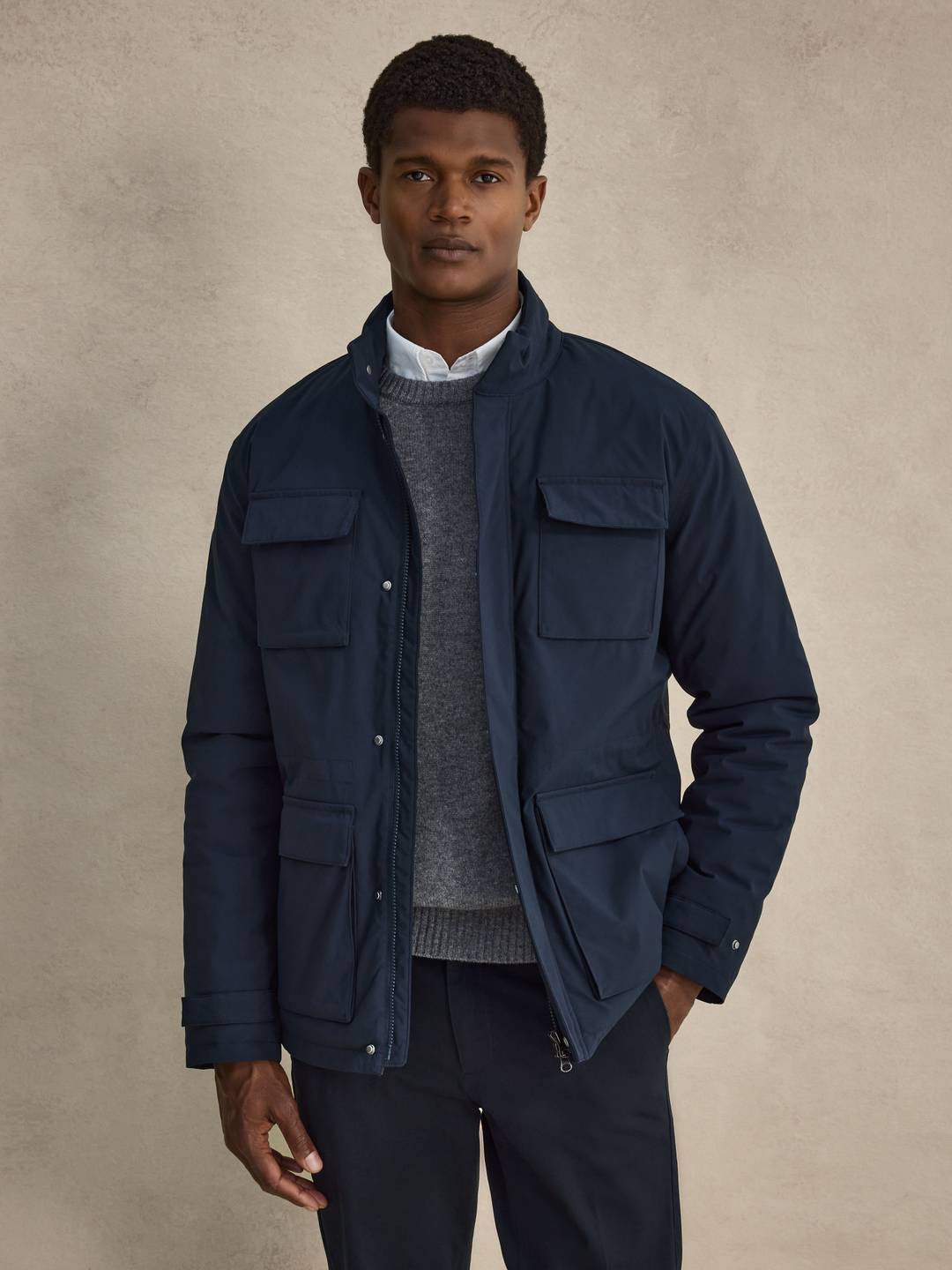 Navy Blue Padded Field Jacket