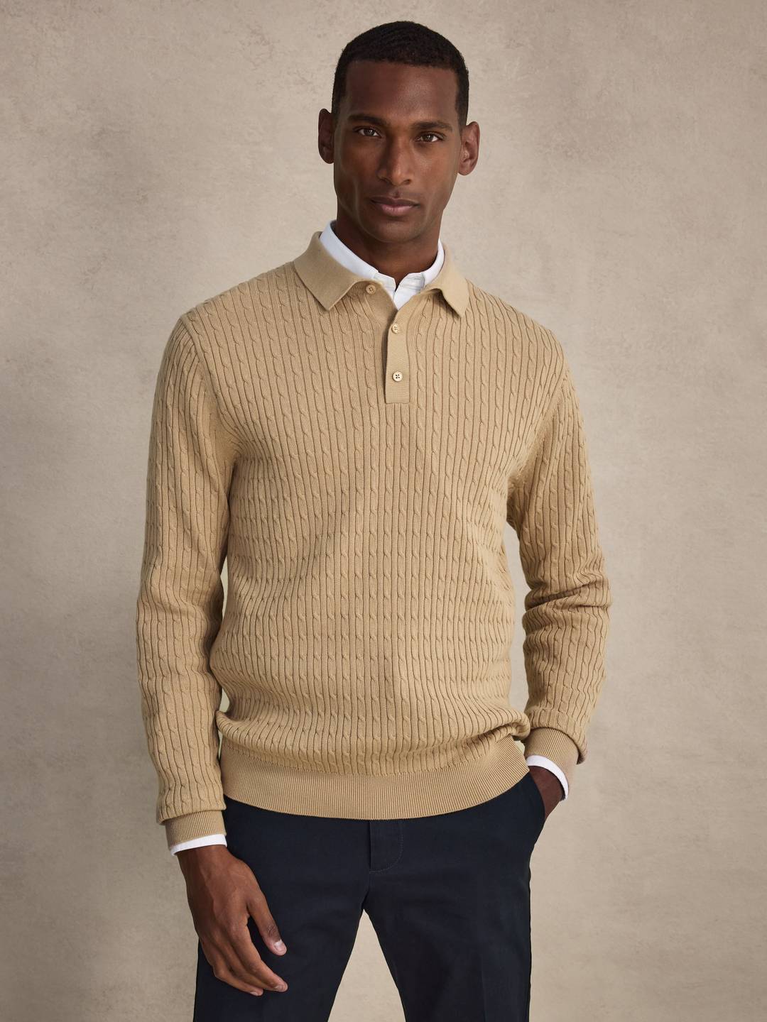 Camel Polo Shirt Sweater
