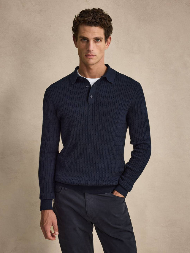 Navy Blue Polo Shirt Sweater