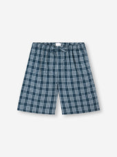 Men's Lounge Shorts Barker Cotton French Blue & White Check