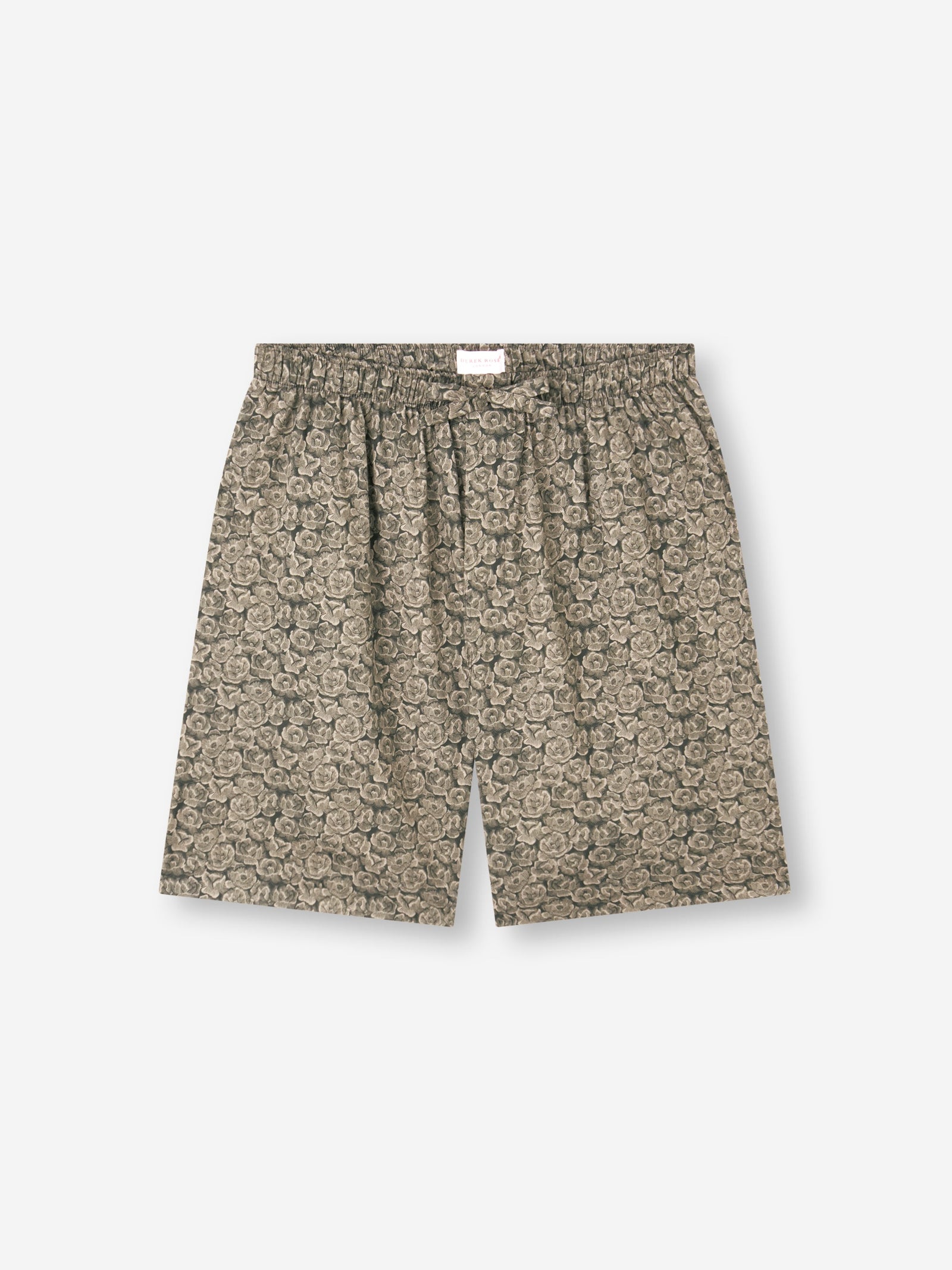 Men S Lounge Shorts Cotton Batiste Camo Green Rose Print
