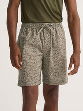 Men S Lounge Shorts Cotton Batiste Camo Green Rose Print