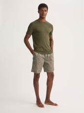 Men S Lounge Shorts Cotton Batiste Camo Green Rose Print