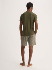Men S Lounge Shorts Cotton Batiste Camo Green Rose Print