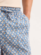 Men's Lounge Shorts Cotton Batiste Blue Multicolor Diamond Print